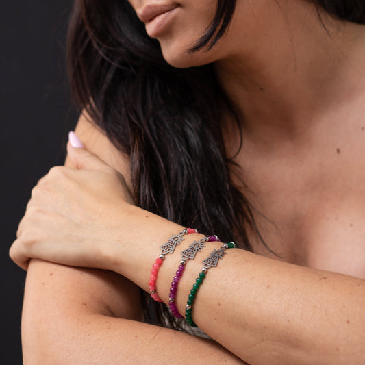 Pulsera Virgen clásica cristal acero