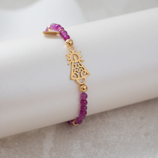 PULSERA VIRGEN CLÁSICA CRISTAL DORADA