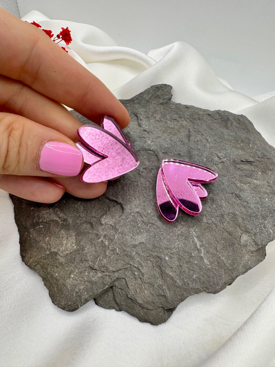 Pendientes Corazones espejo