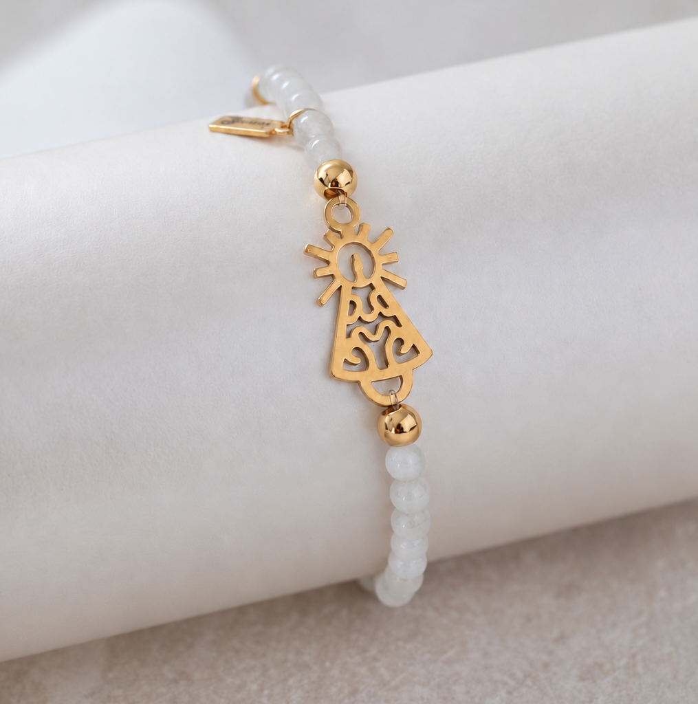 PULSERA VIRGEN CLÁSICA CRISTAL DORADA
