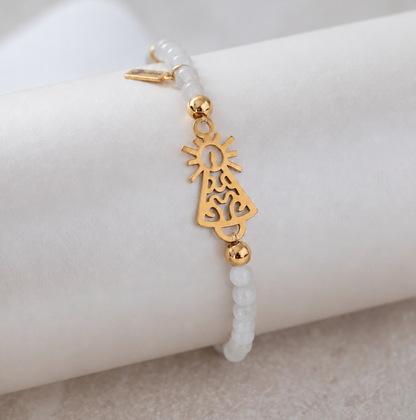 PULSERA VIRGEN CLÁSICA CRISTAL DORADA