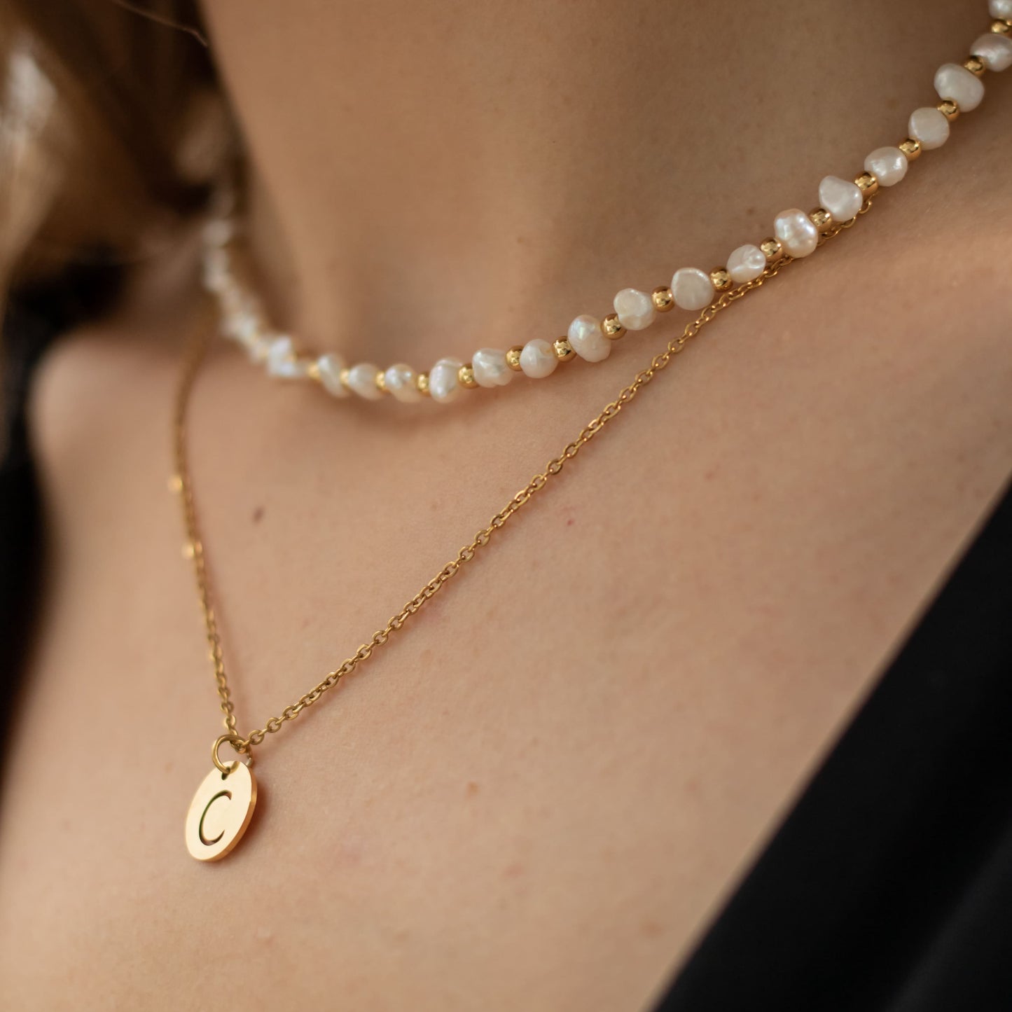 Duo collares Perlas e inicial
