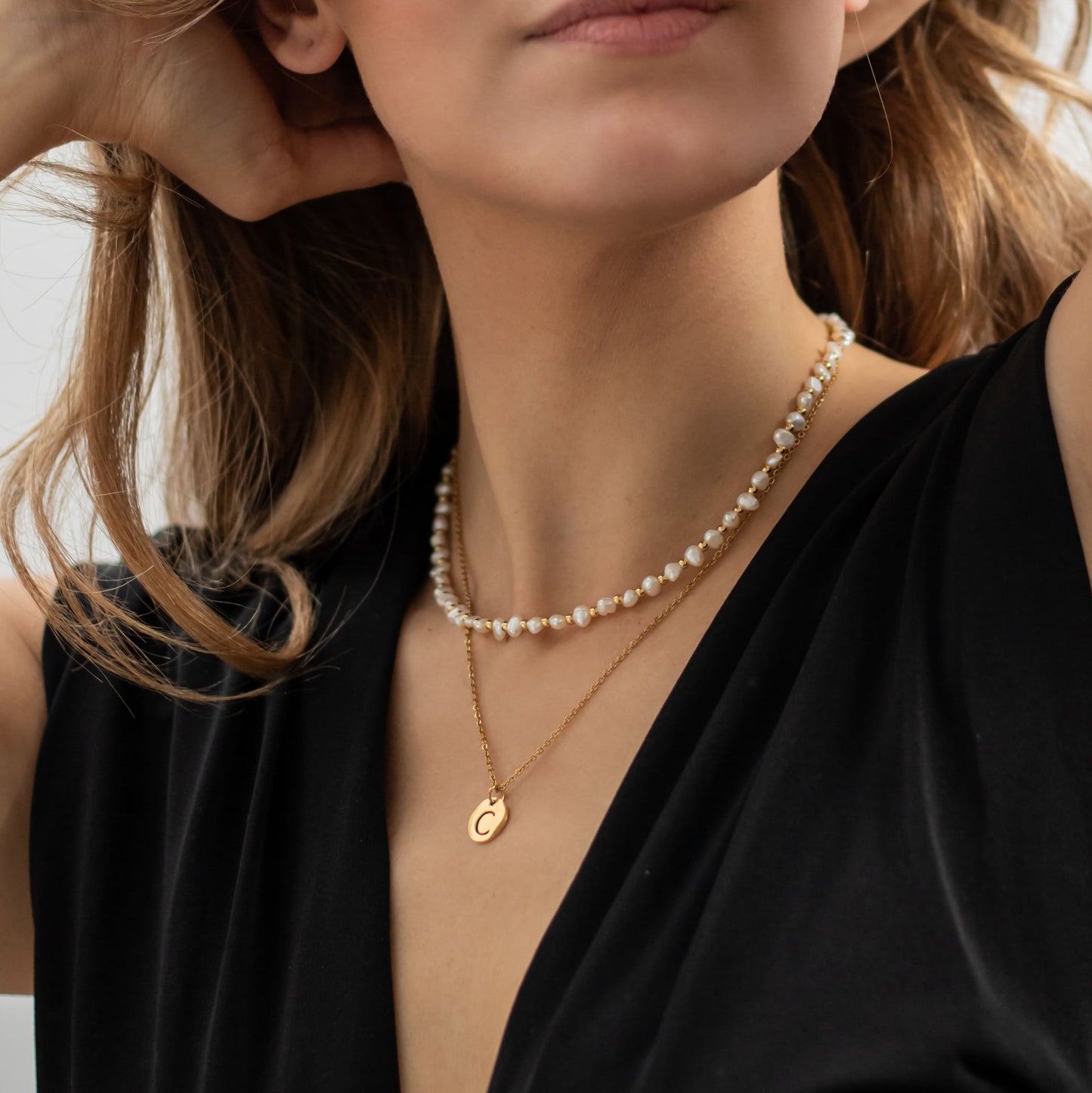 Duo collares Perlas e inicial