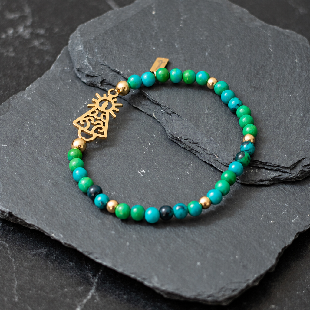 PULSERA VIRGEN CLÁSICA CRISTAL DORADA