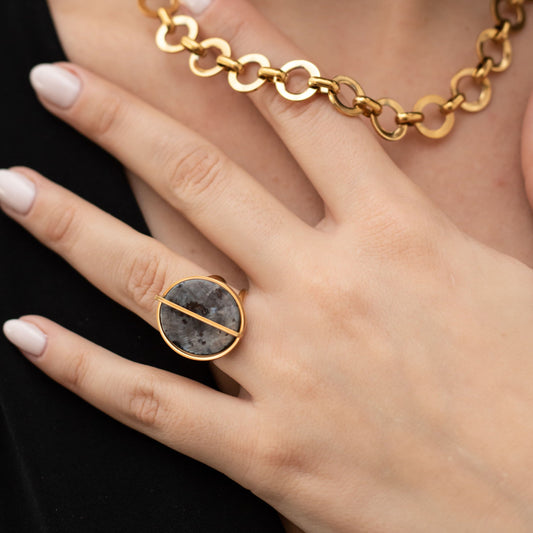 Collar Círculos infinitos y Anillo Óvalo