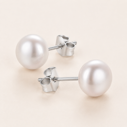 Pendientes Botón Perla