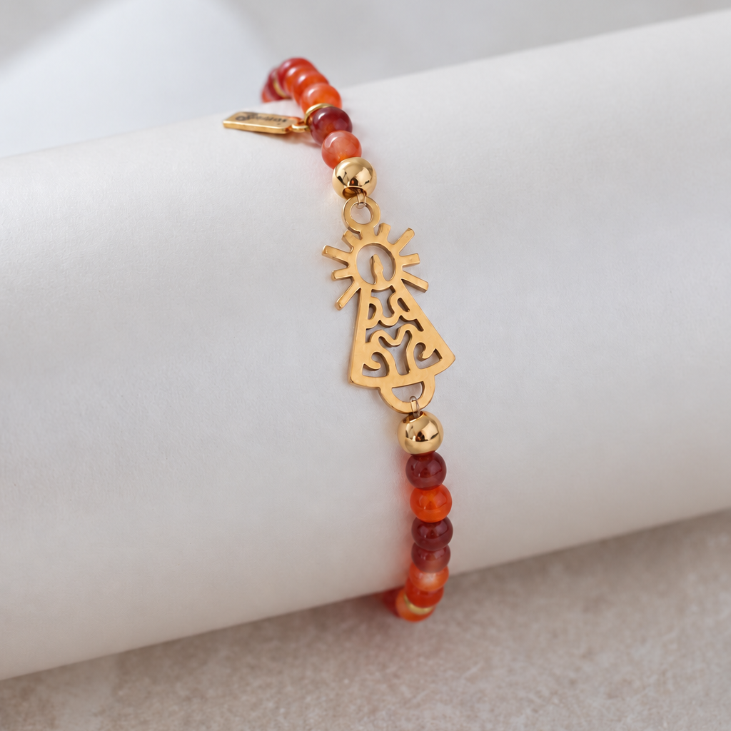 PULSERA VIRGEN CLÁSICA CRISTAL DORADA