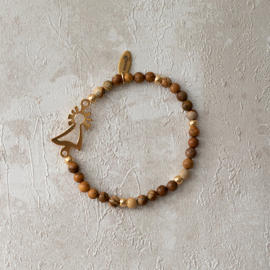Pulsera Virgen oro jaspe marrón