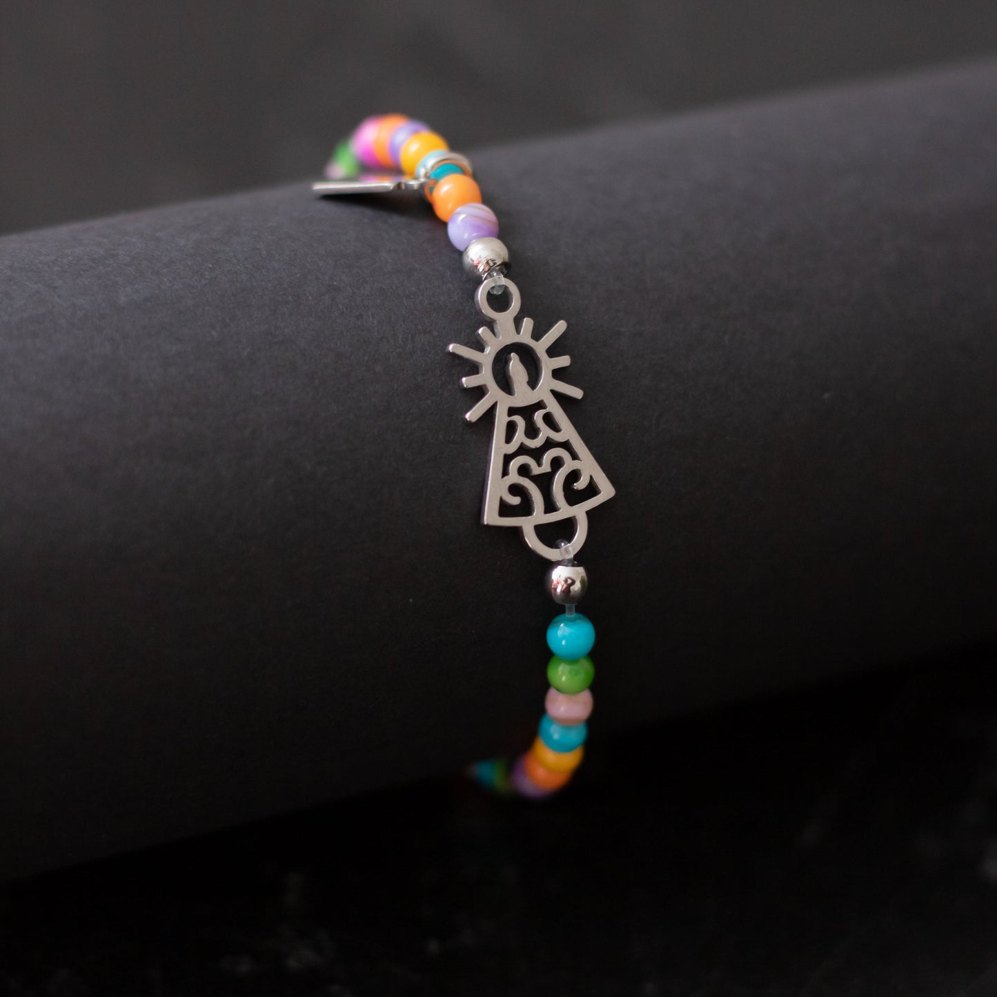 Pulsera Virgen clásica cristal acero