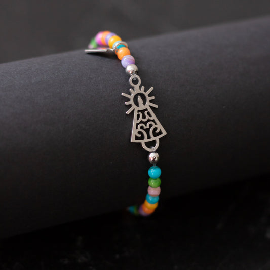Pulsera Virgen clásica cristal acero
