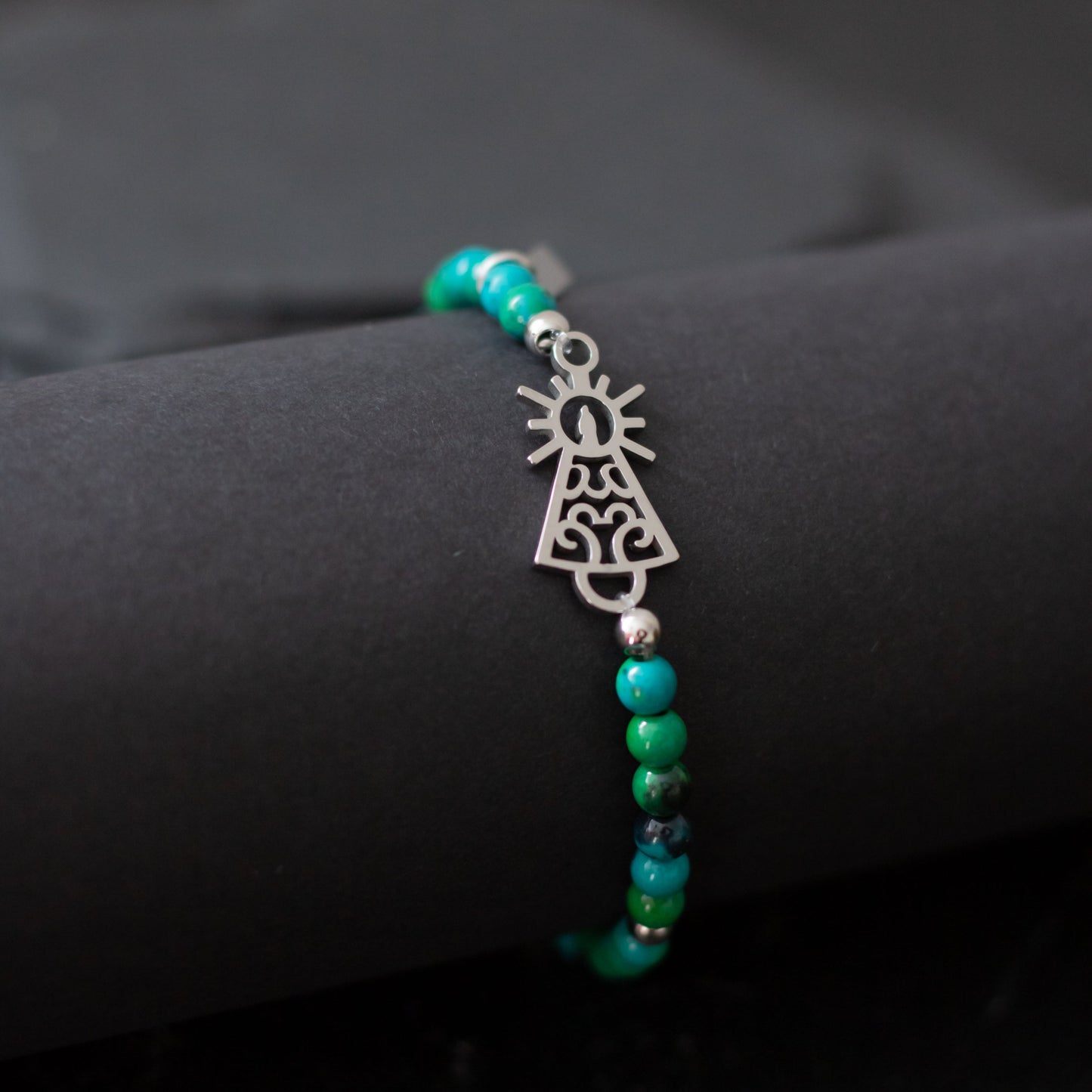Pulsera Virgen clásica cristal acero