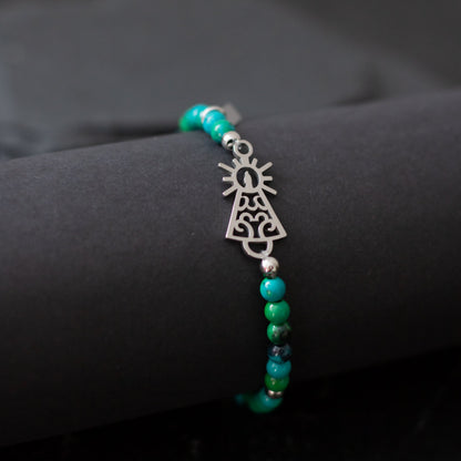 Pulsera Virgen clásica cristal acero