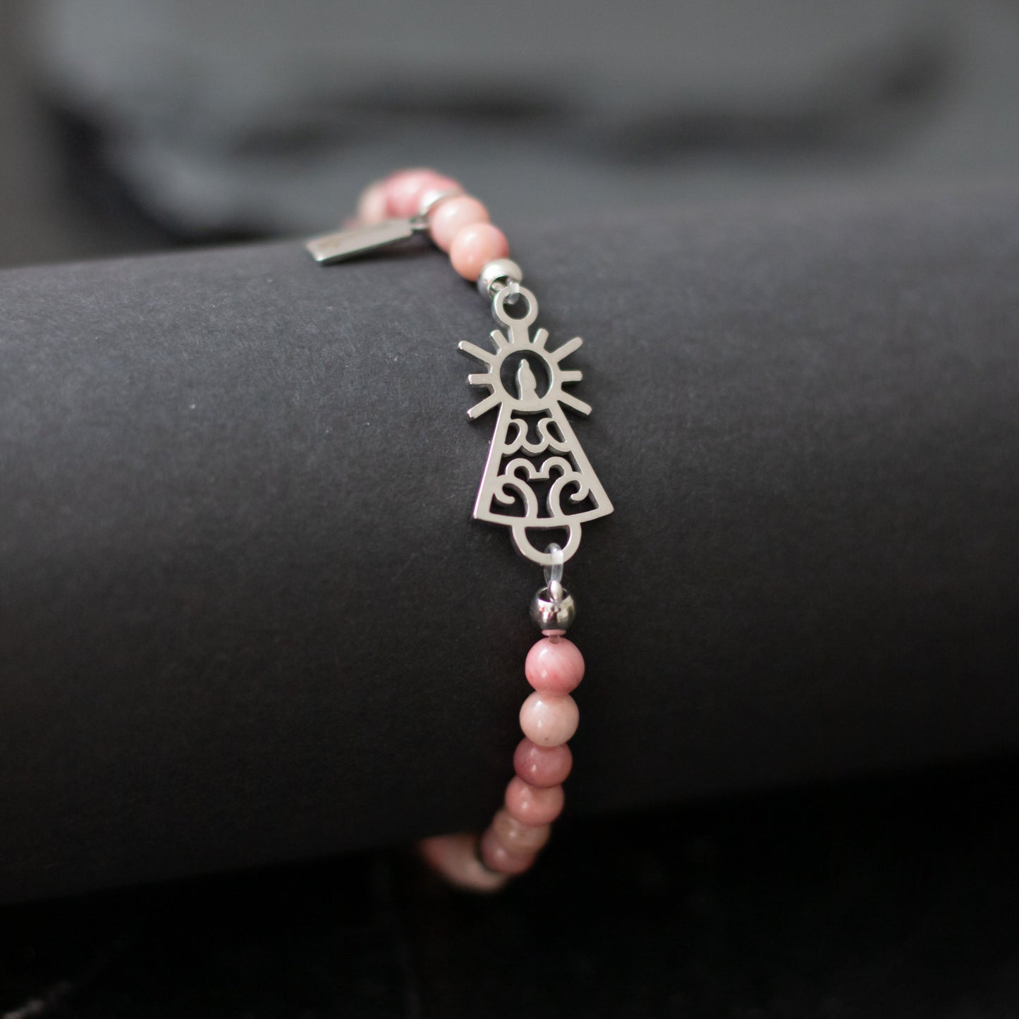 Pulsera Virgen clásica cristal acero