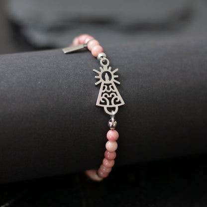 Pulsera Virgen clásica cristal acero