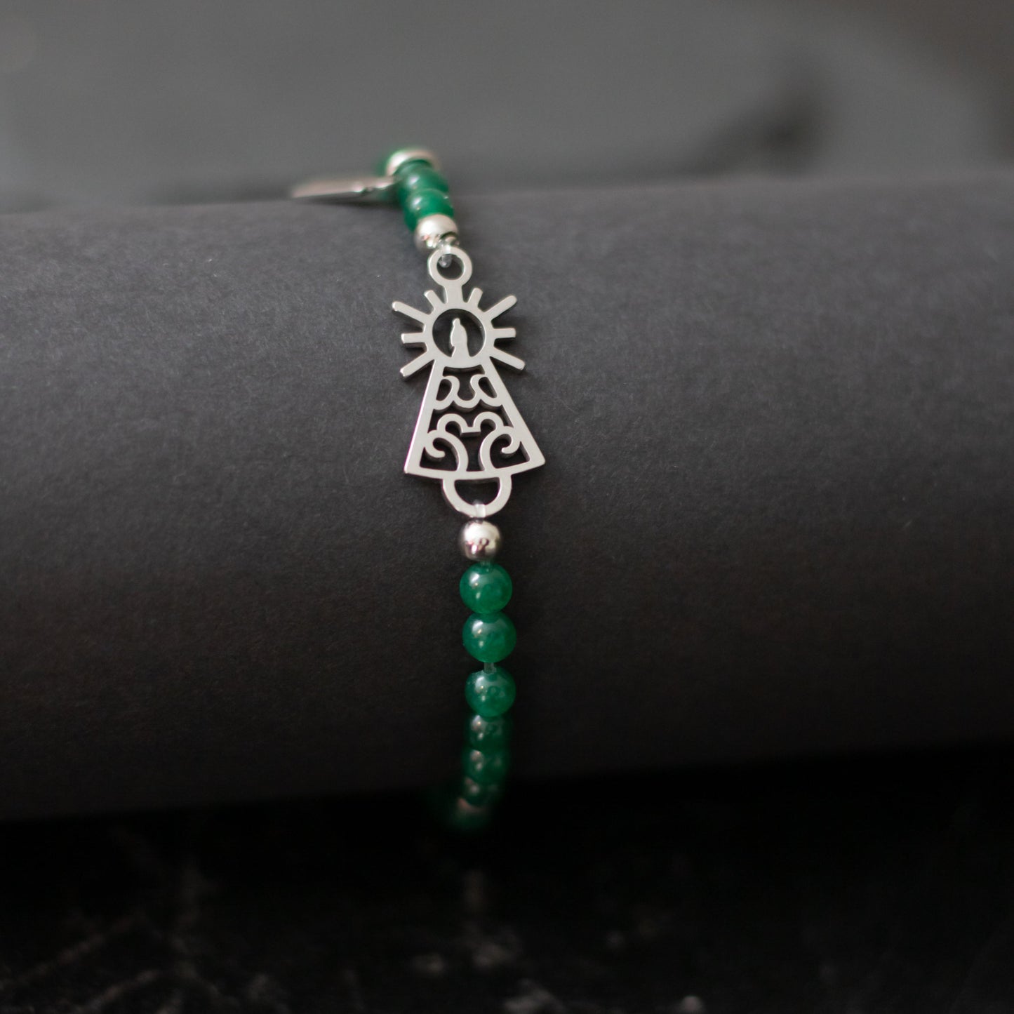 Pulsera Virgen clásica cristal acero