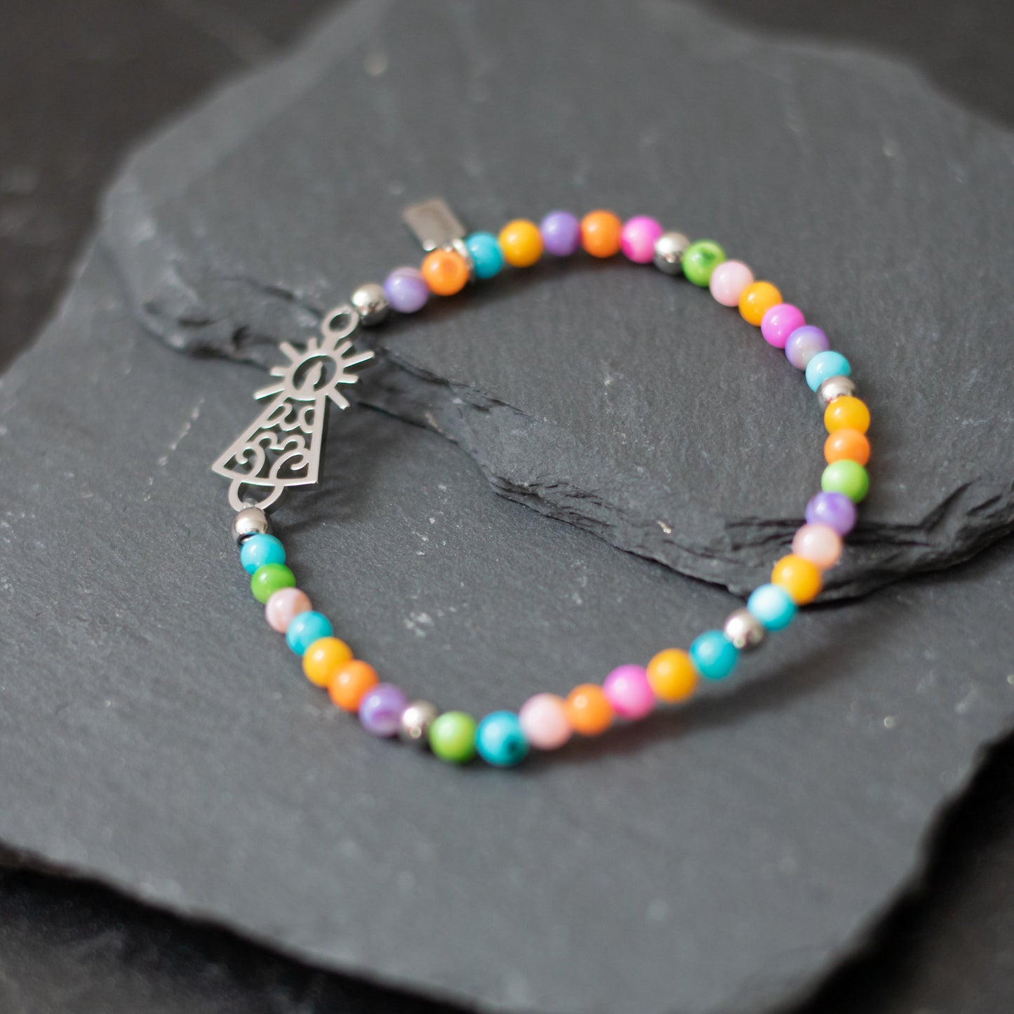 Pulsera Virgen clásica cristal acero