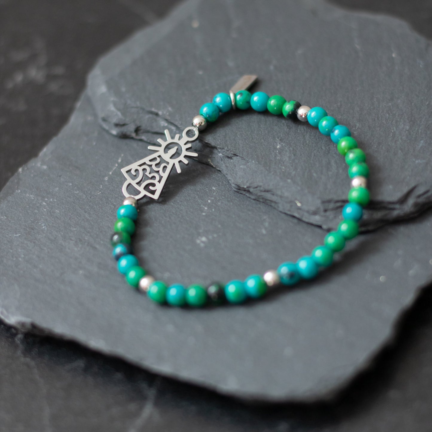 Pulsera Virgen clásica cristal acero
