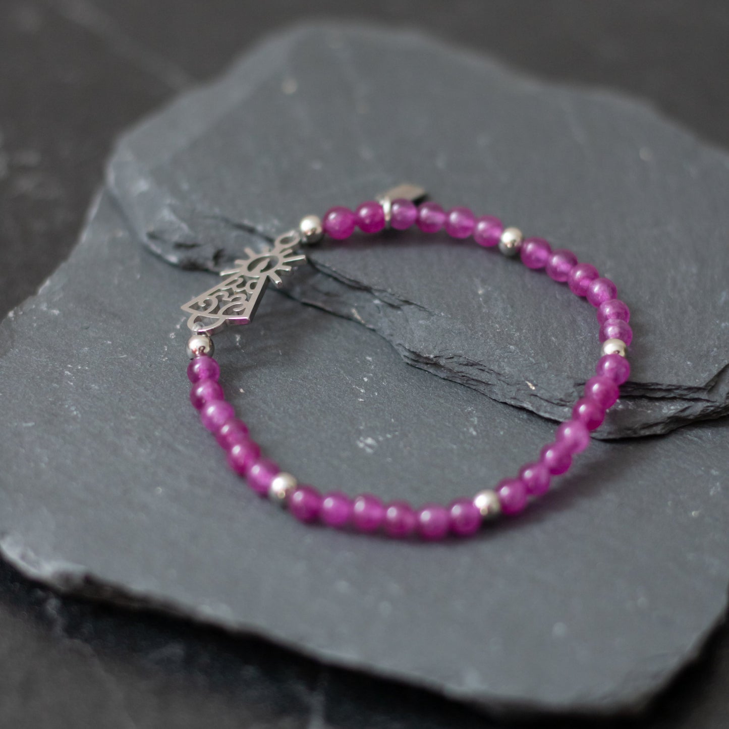 Pulsera Virgen clásica cristal acero