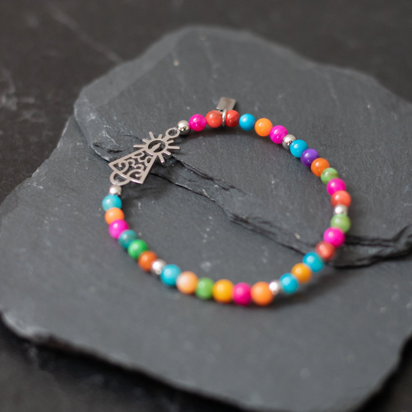 Pulsera Virgen clásica cristal acero