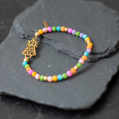 Pulsera Virgen clásica cristal dorada