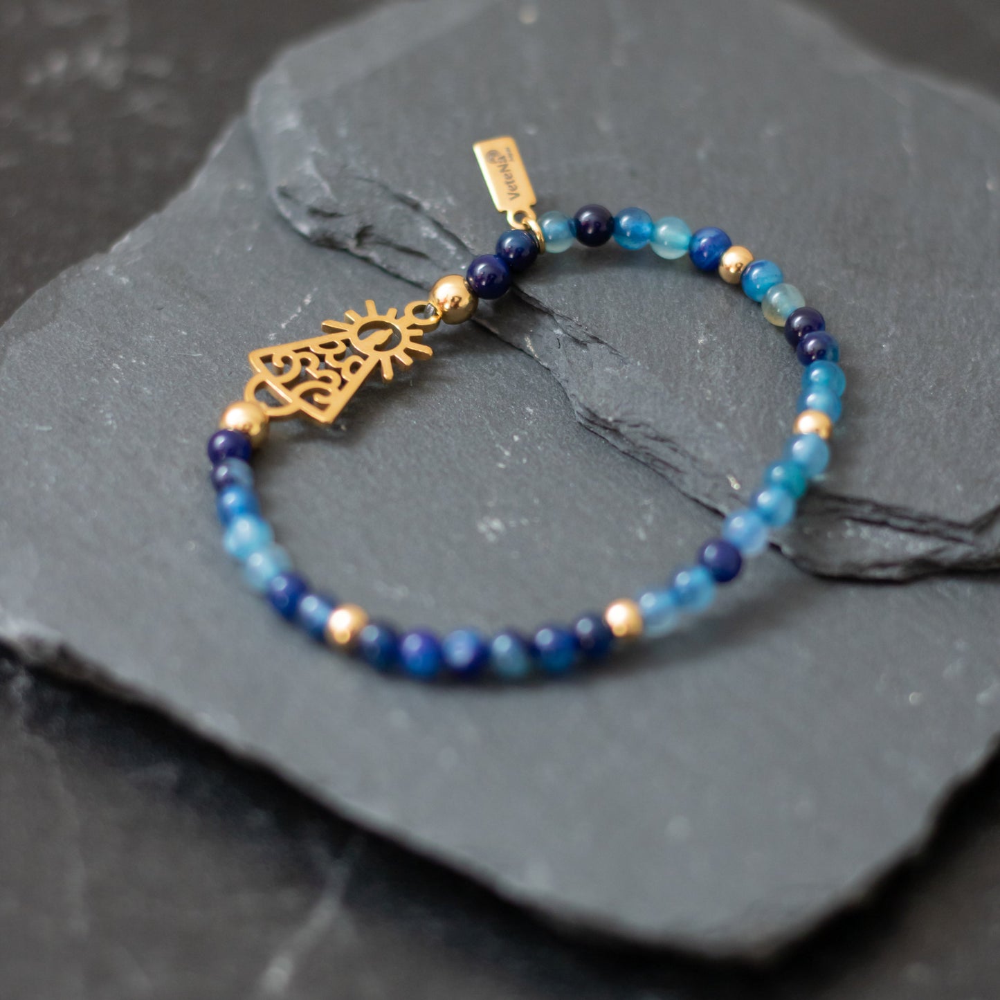 Pulsera Virgen clásica cristal dorada