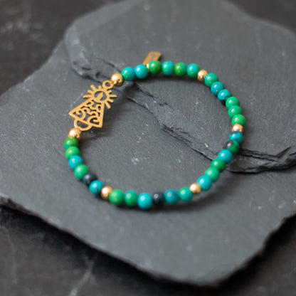 Pulsera Virgen clásica cristal dorada