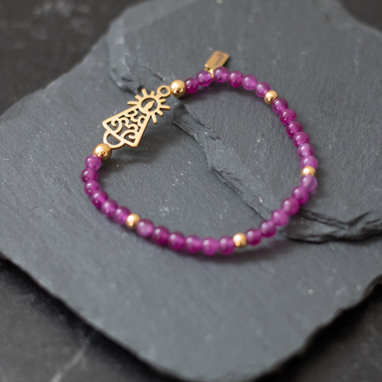 Pulsera Virgen clásica cristal dorada