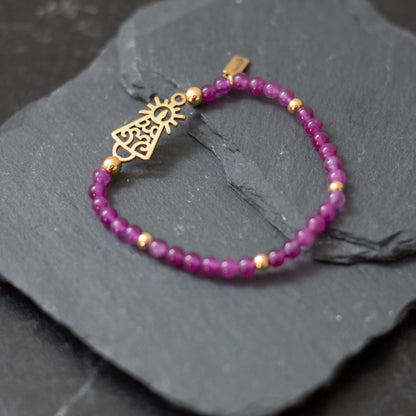 Pulsera Virgen clásica cristal dorada