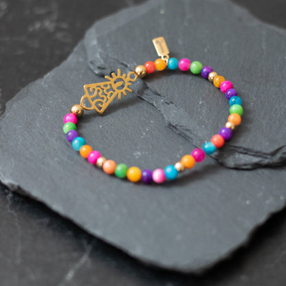 Pulsera Virgen clásica cristal dorada