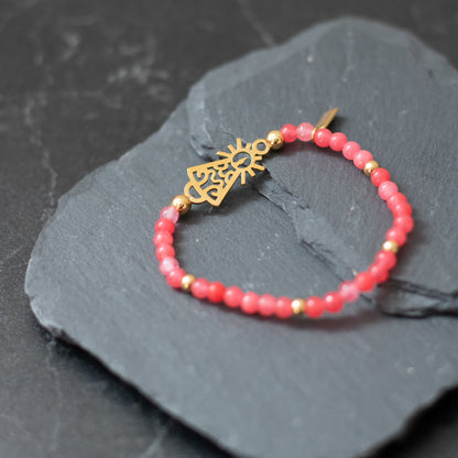 Pulsera Virgen clásica cristal dorada