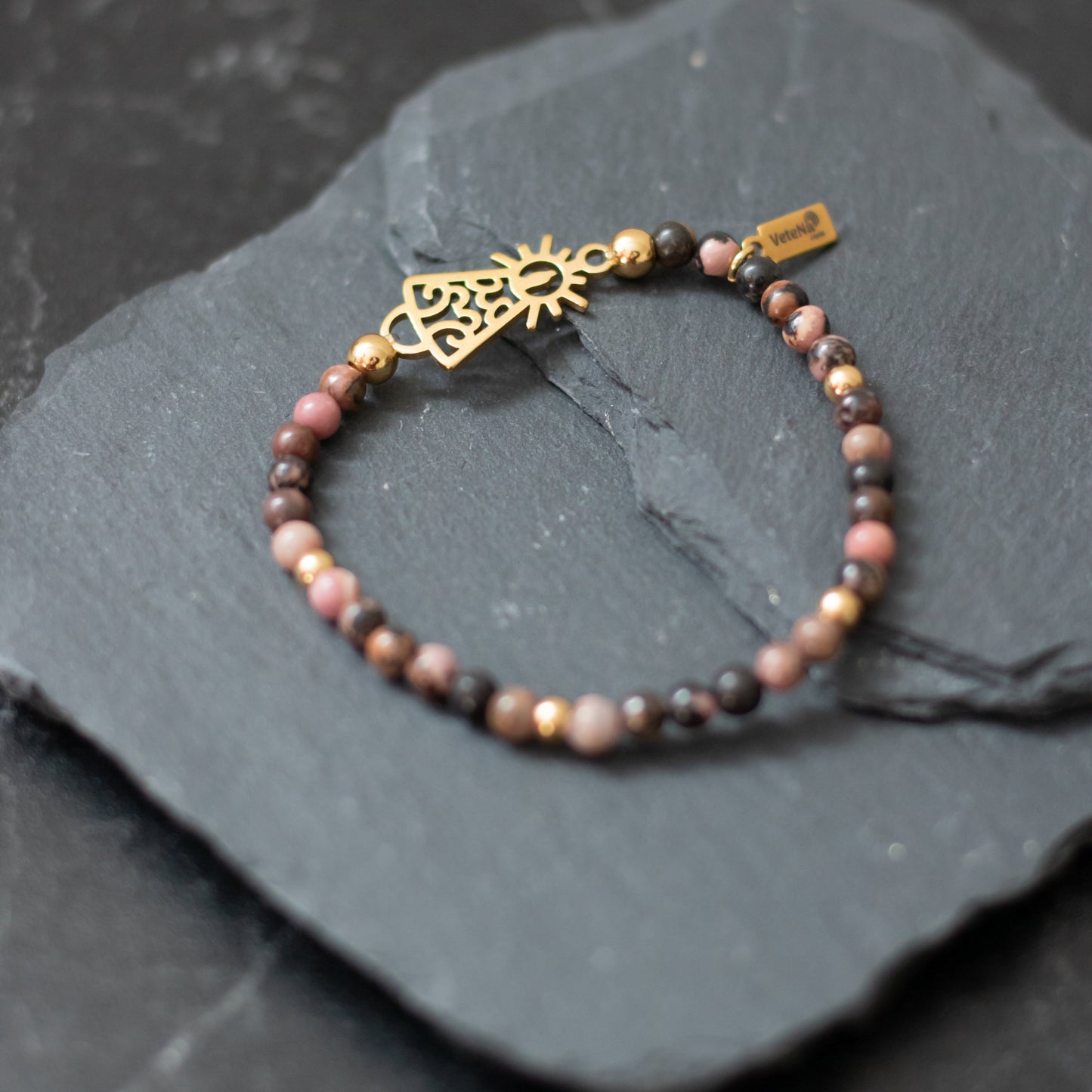 Pulsera Virgen clásica cristal dorada