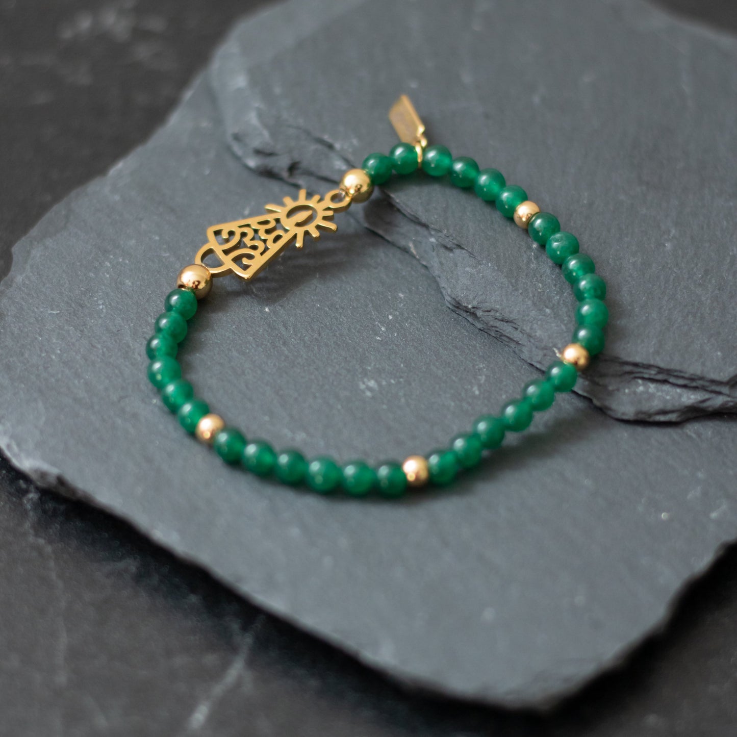 Pulsera Virgen clásica cristal dorada