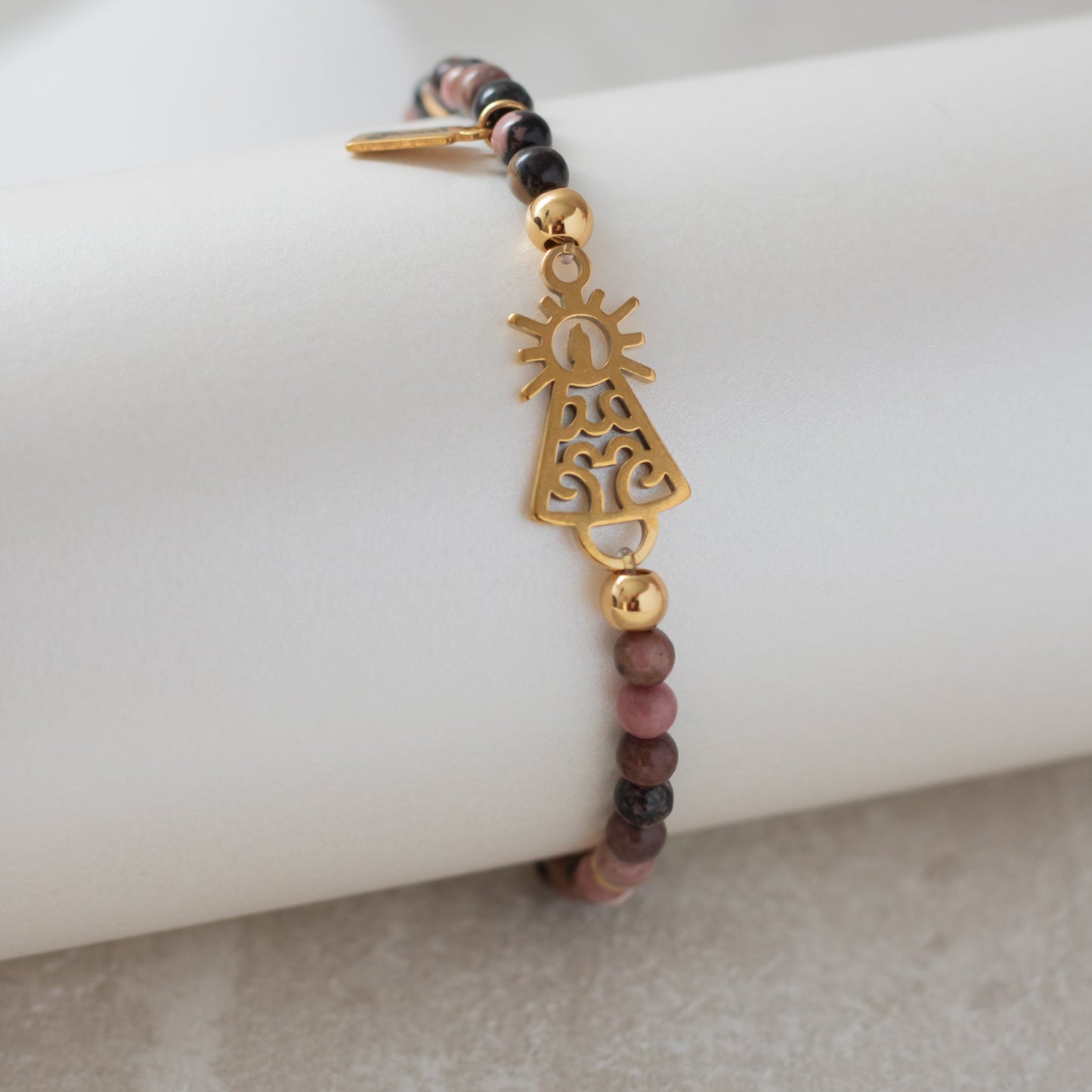 Pulsera Virgen clásica cristal dorada