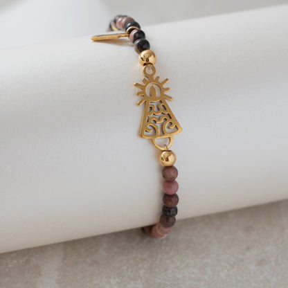 Pulsera Virgen clásica cristal dorada