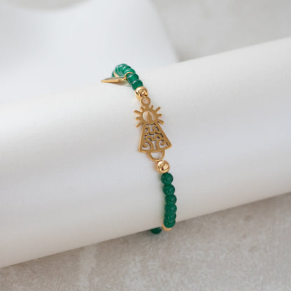 Pulsera Virgen clásica cristal dorada