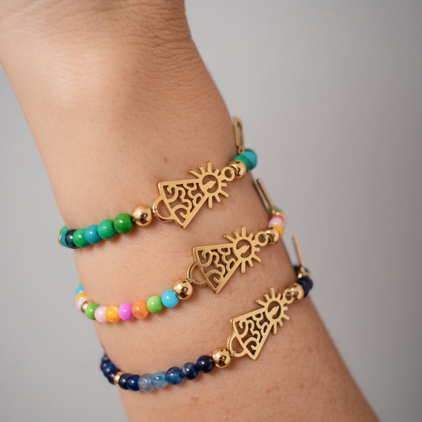 Pulsera Virgen clásica cristal dorada