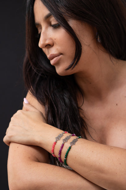 Pulsera Virgen clásica cristal acero