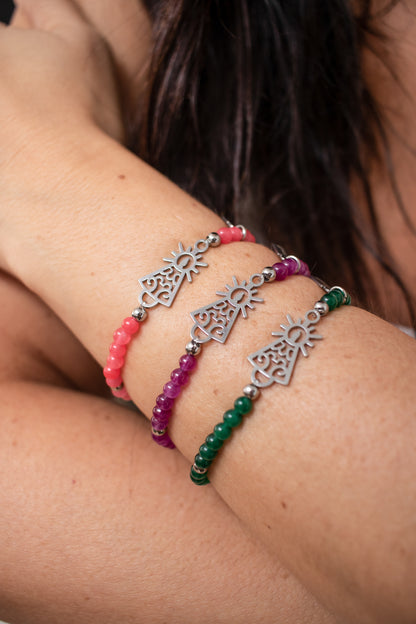 Pulsera Virgen clásica cristal acero