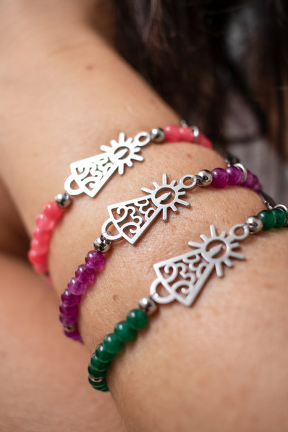 Pulsera Virgen clásica cristal acero