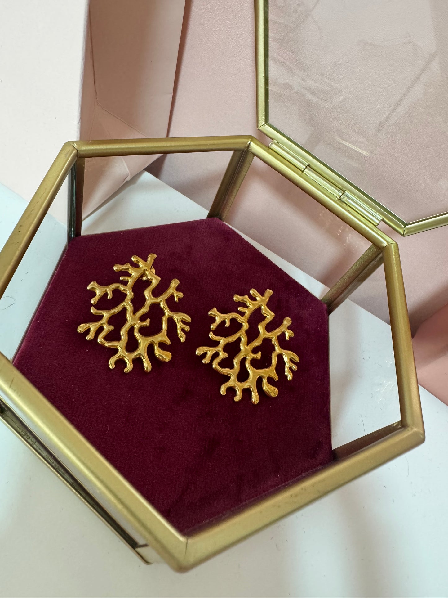 Pendientes coral acero