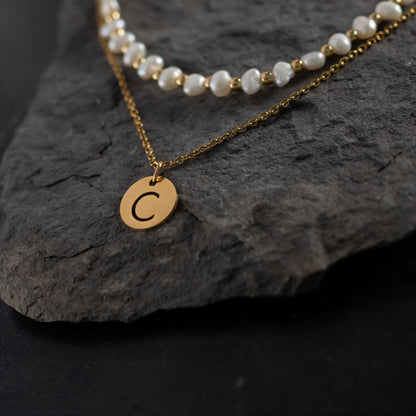 Duo collares Perlas e inicial