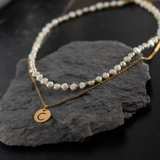 Duo collares Perlas e inicial