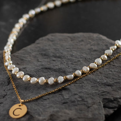 Duo collares Perlas e inicial