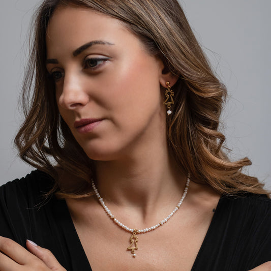 Collar Virgen Perlas y Pendientes Virgen