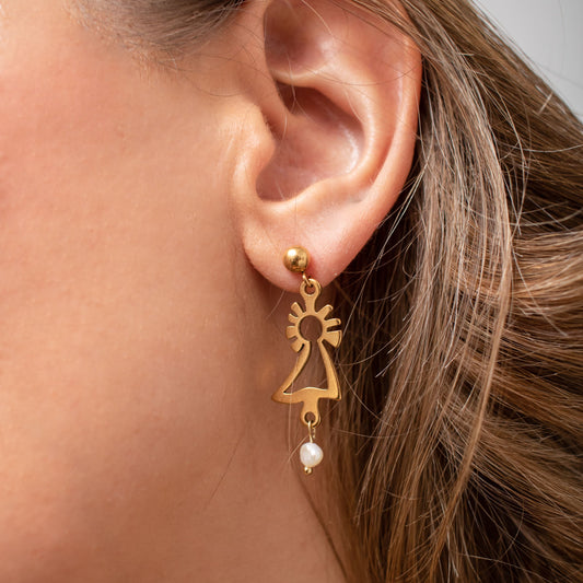 Collar Virgen Perlas y Pendientes Virgen