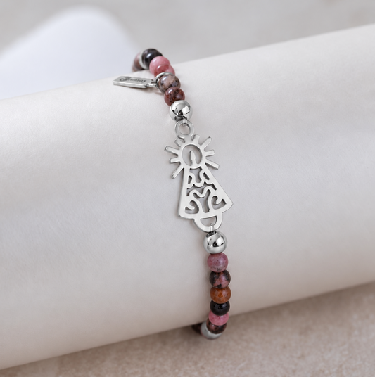 PULSERA VIRGEN CLÁSICA CRISTAL ACERO